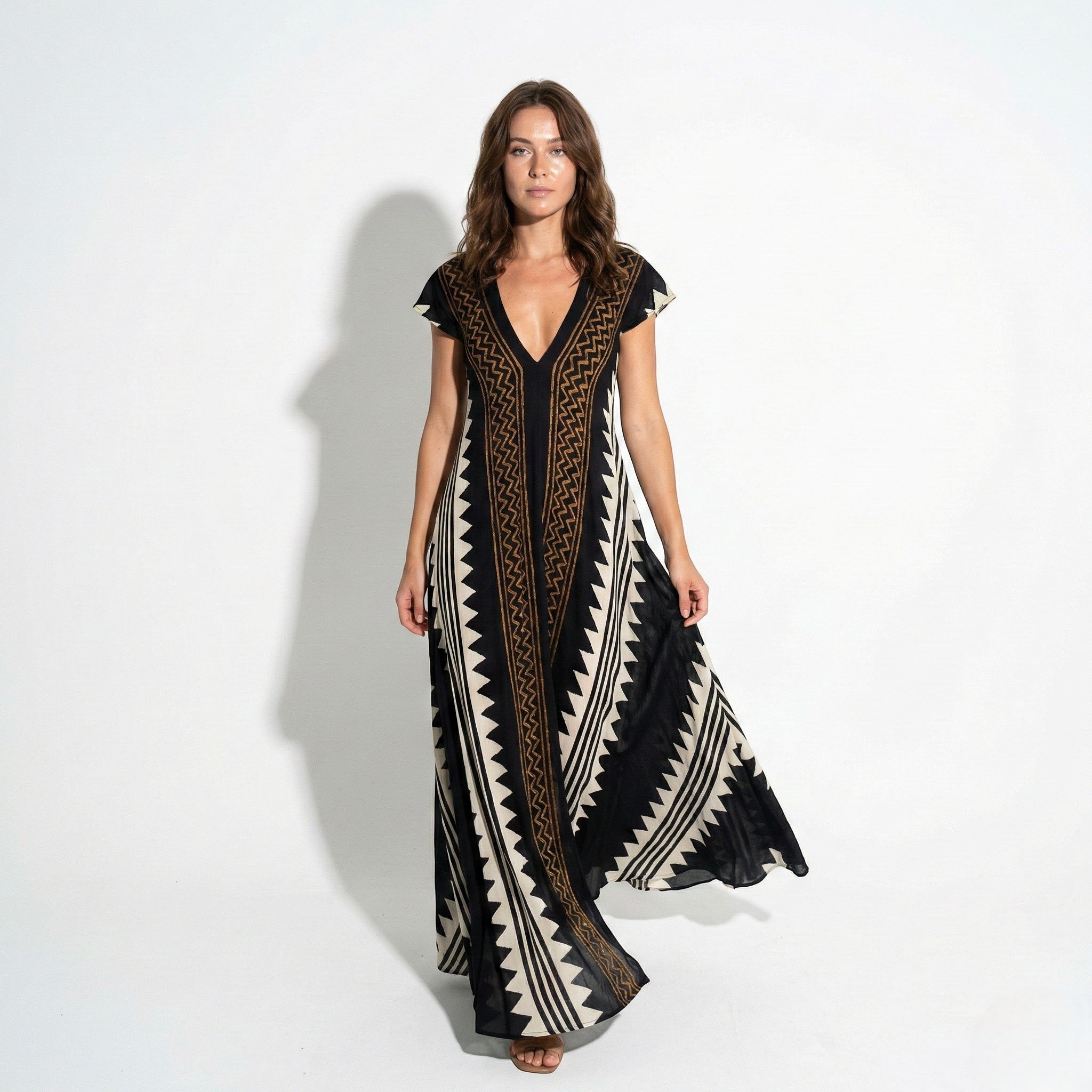 Lily - Women's A Line Printed Maxi Dress - Dresses - Yellow - Taylor & Bennett