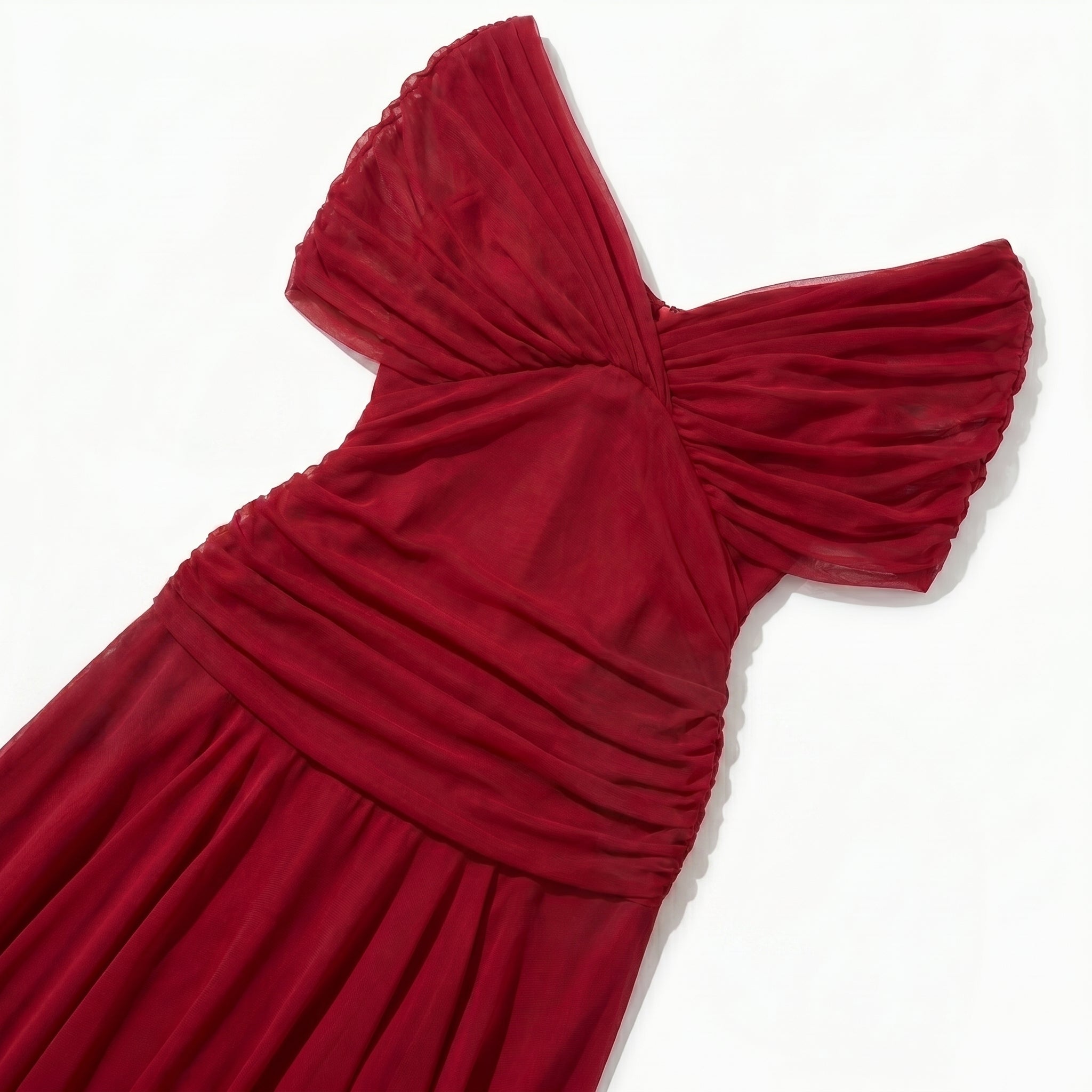Lily - Women's Evening Ruched Maxi Dress - Dress - Red - Taylor & Bennett