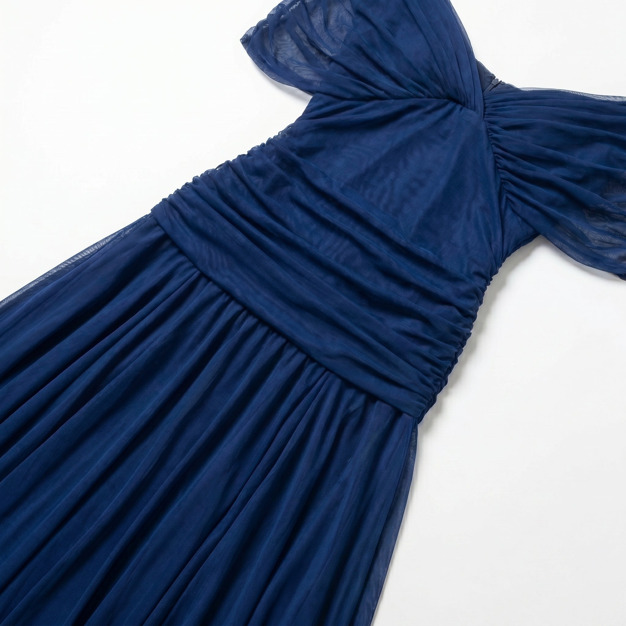 Lily - Women's Evening Ruched Maxi Dress - Dress - Blue - Taylor & Bennett