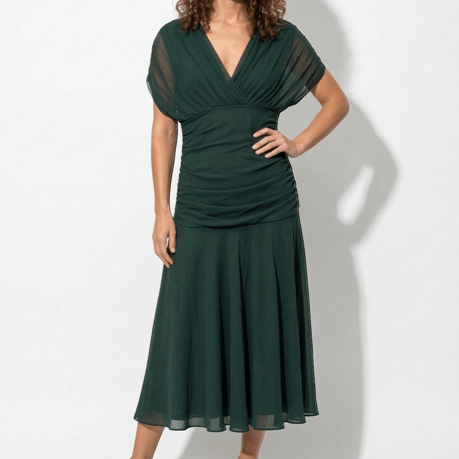 Lily - Women's Off - Shoulder Ruched Maxi Dress - Dress - Green - Taylor & Bennett