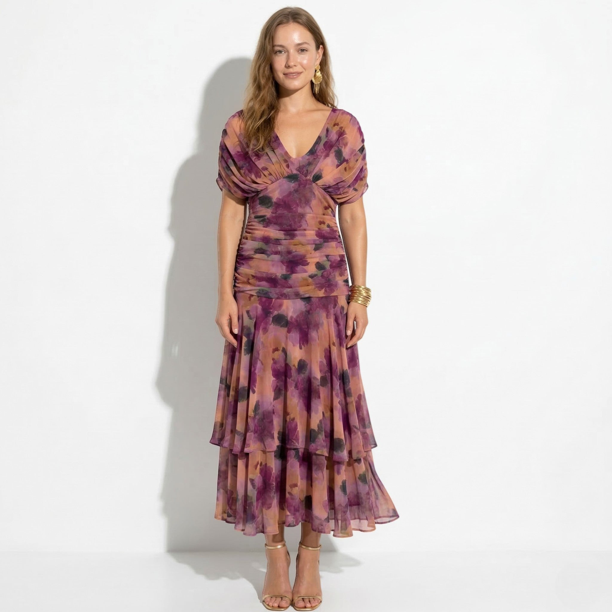 Lily - Women's Off - Shoulder Ruched Maxi Dress - Dress - Purple - Taylor & Bennett