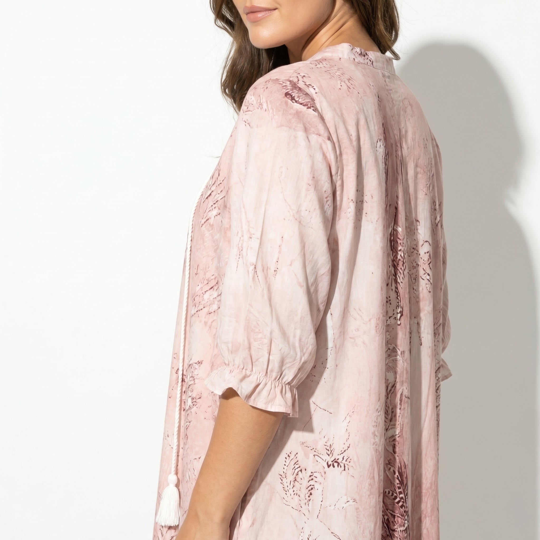 Lily - Women's Summer Floral Maxi Dress with Tassel Ties - Dresses - Pink - Taylor & Bennett