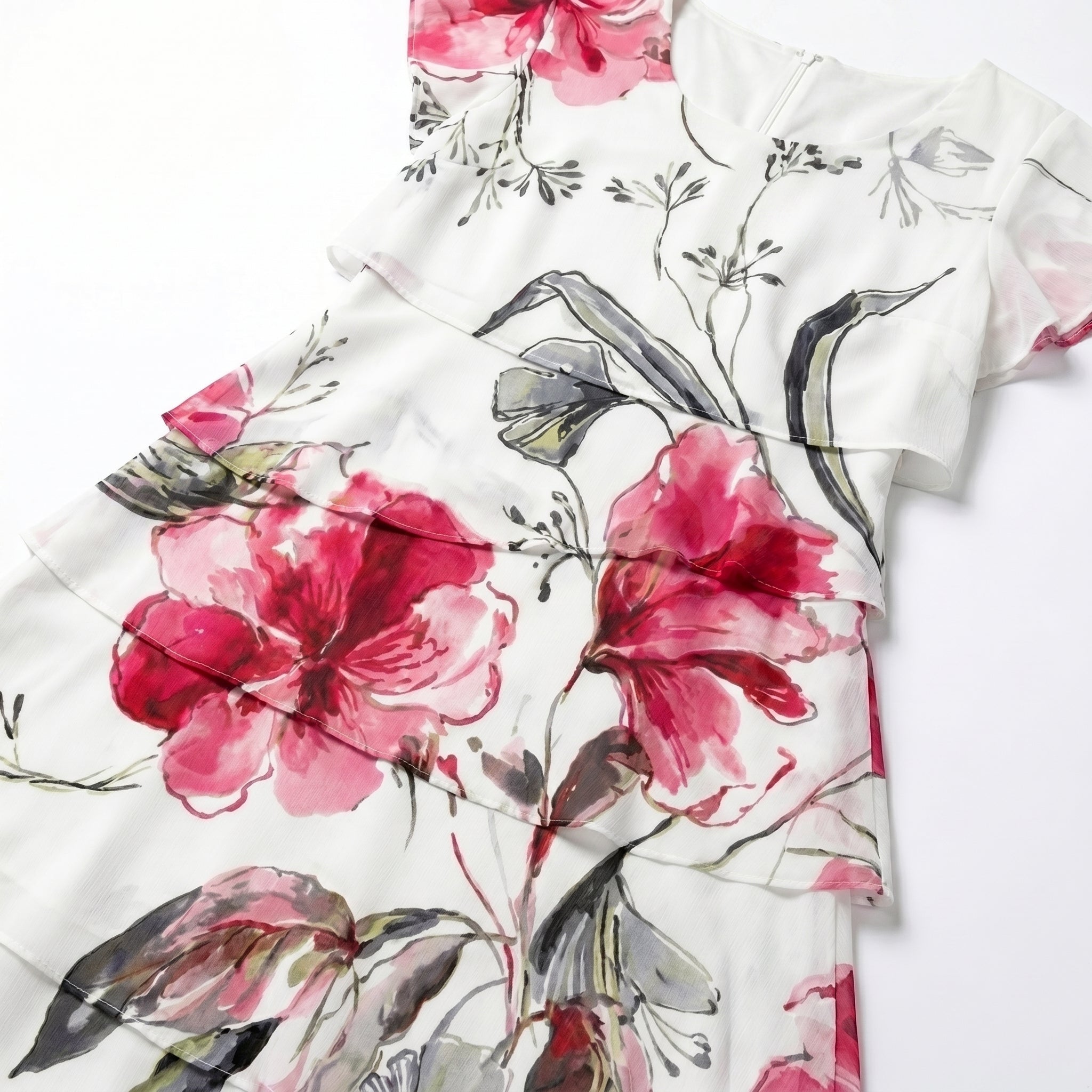 Lily - Women's Summer Ruffle Mini Dress - Dress - White - Taylor & Bennett
