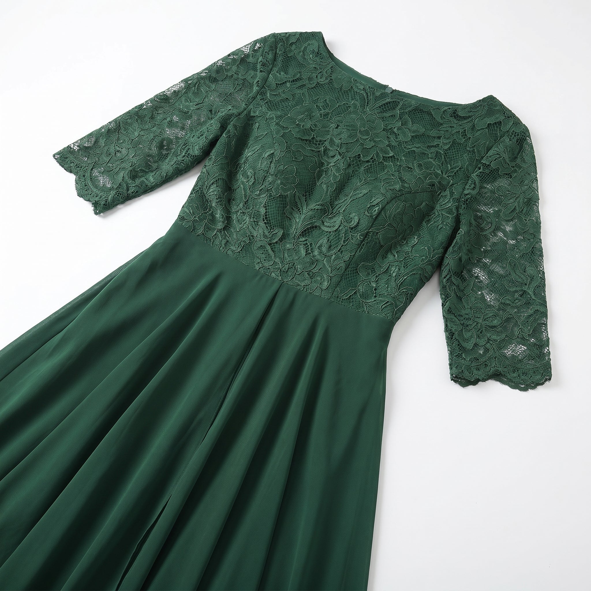Louisa - Women's Lace and Chiffon Midi Dress - Dress - Green - Taylor & Bennett