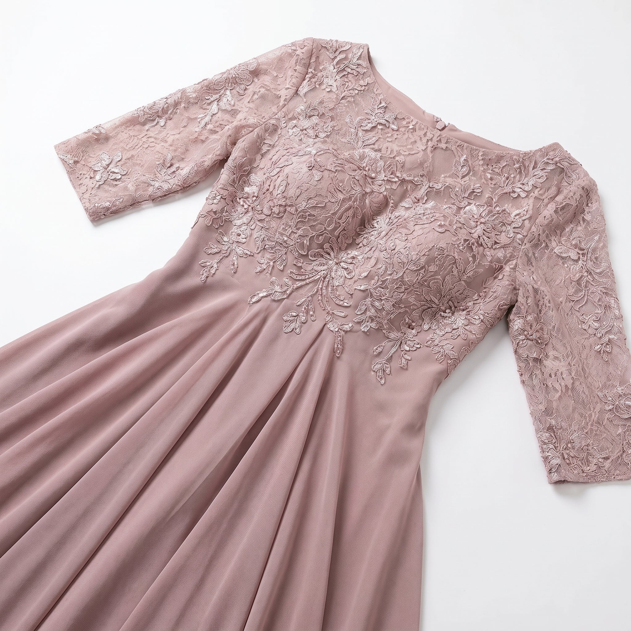 Louisa - Women's Lace and Chiffon Midi Dress - Dress - Pink - Taylor & Bennett
