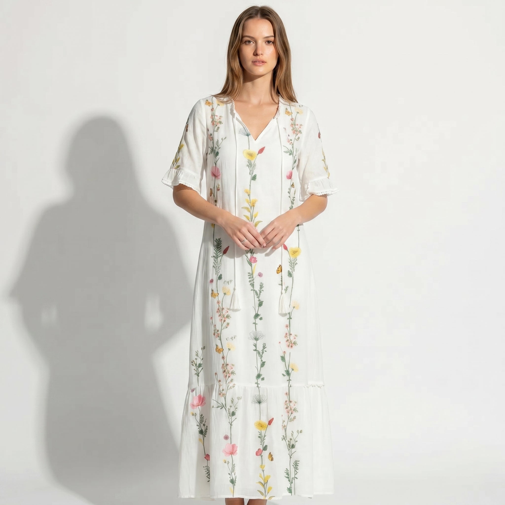 Lucy - Women's Summer Maxi Dress - Dresses - White - Taylor & Bennett