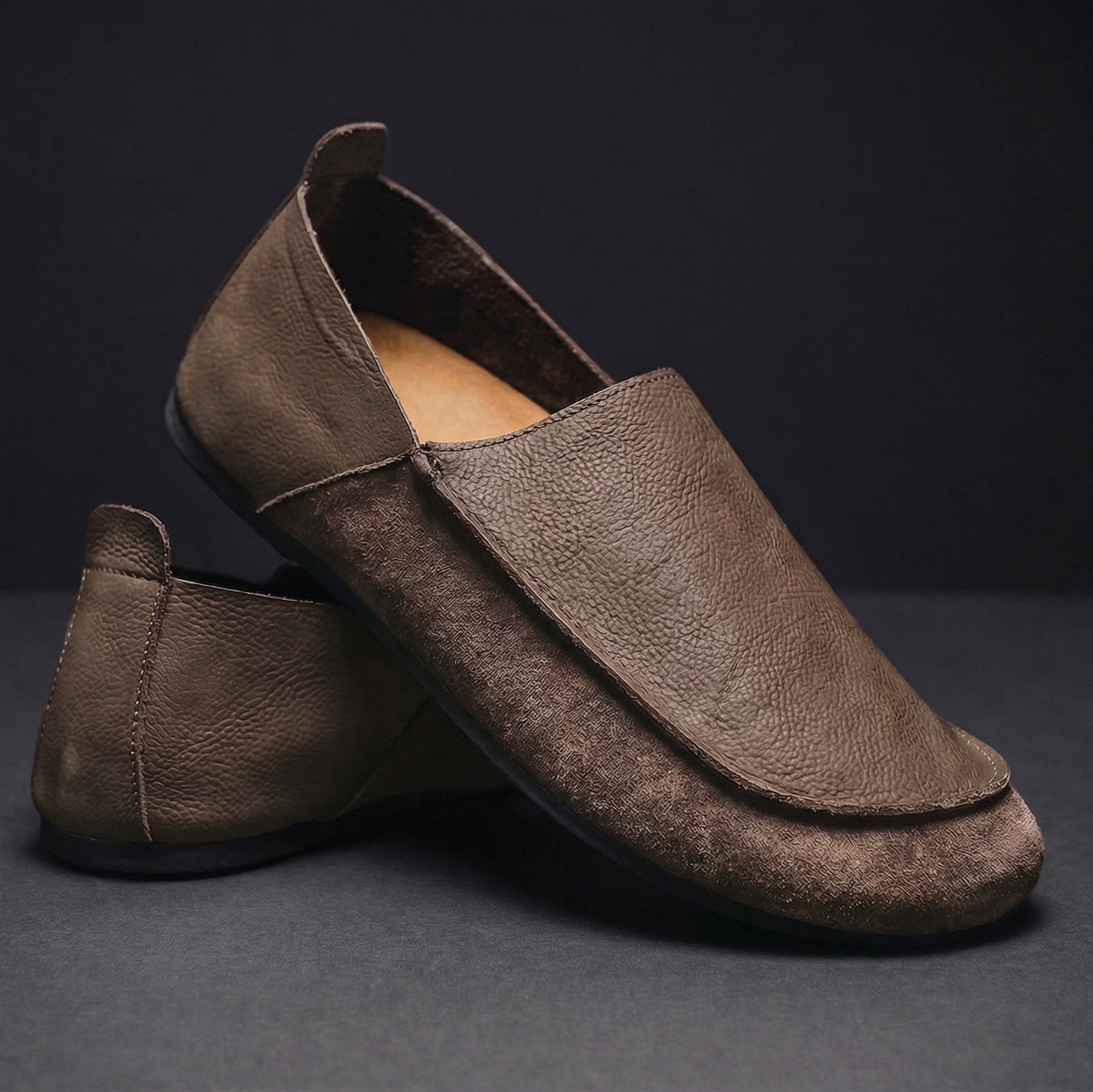 Marcus - Men's Casual Round Toe Flat Loafers - Loafers - Brown - Taylor & Bennett