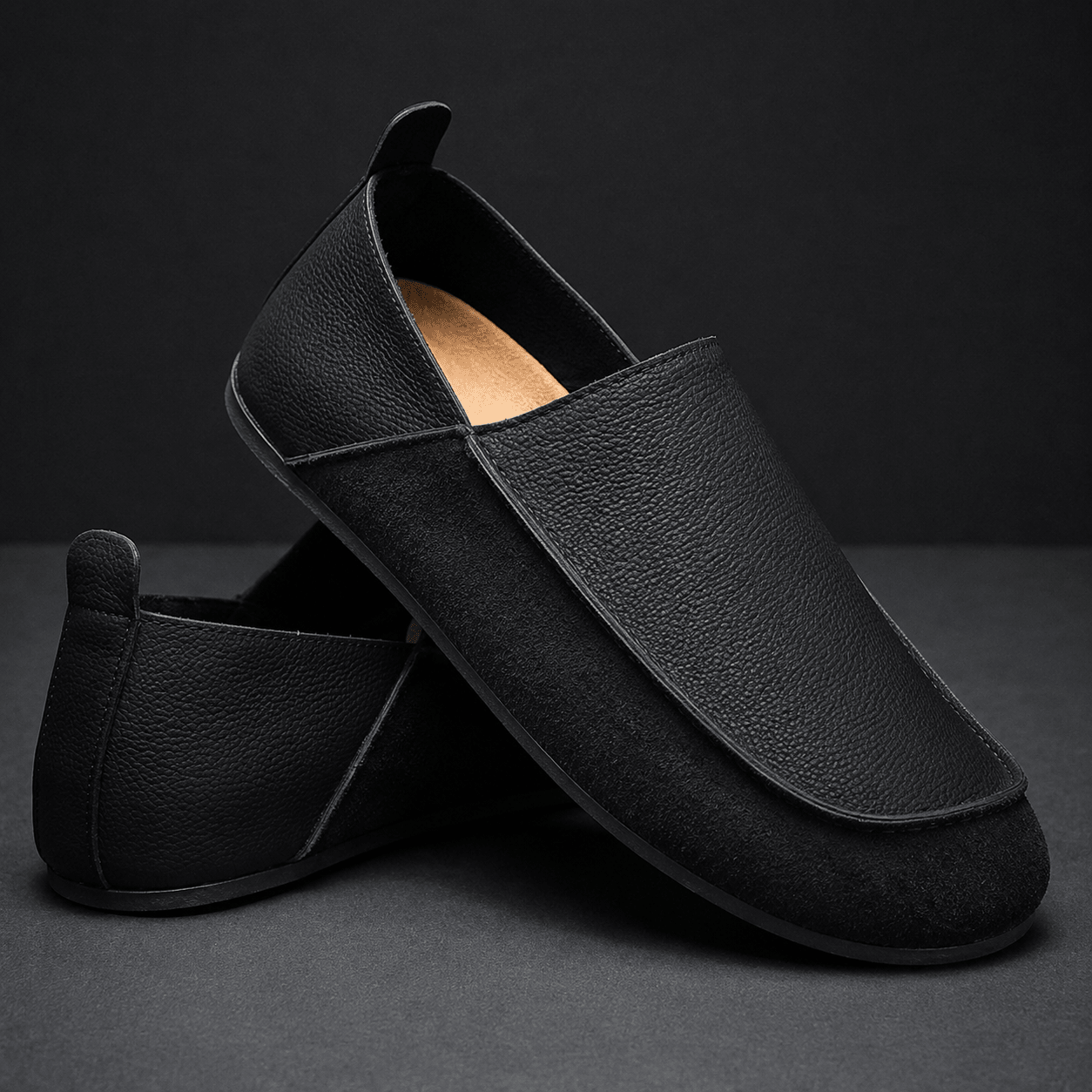 Marcus - Men's Casual Round Toe Flat Loafers - Loafers - Black - Taylor & Bennett