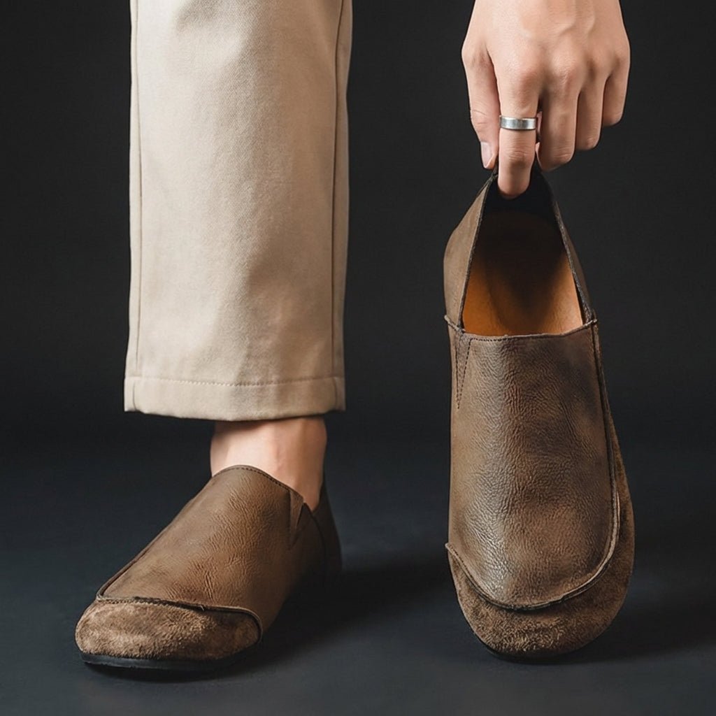 Marcus - Men's Casual Round Toe Flat Loafers - Loafers - Brown - Taylor & Bennett