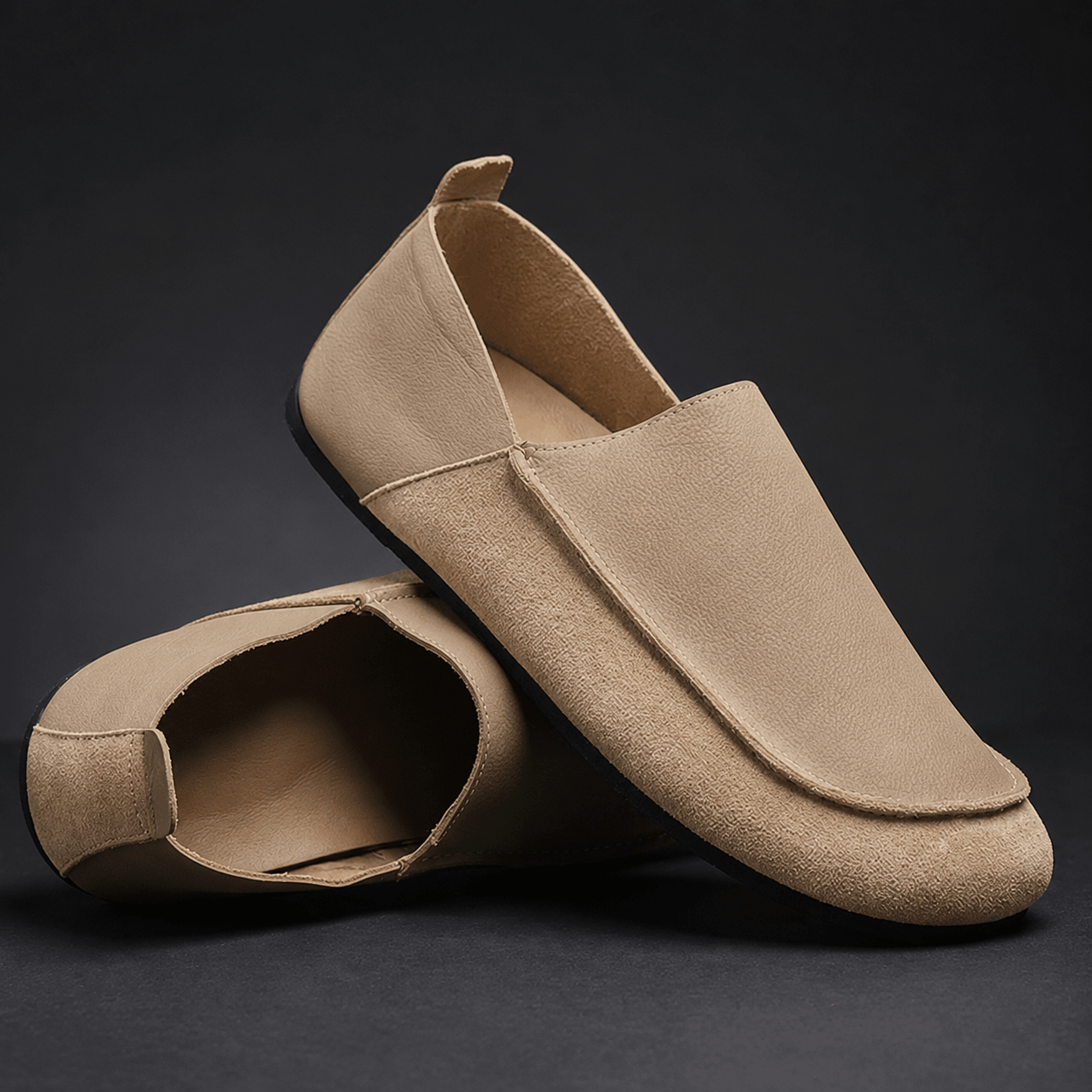 Marcus - Men's Casual Round Toe Flat Loafers - Loafers - Khaki - Taylor & Bennett
