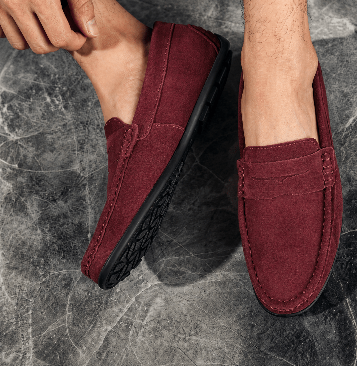 Marcus - Men's Penny Strap Loafers - Loafers - Red - Taylor & Bennett
