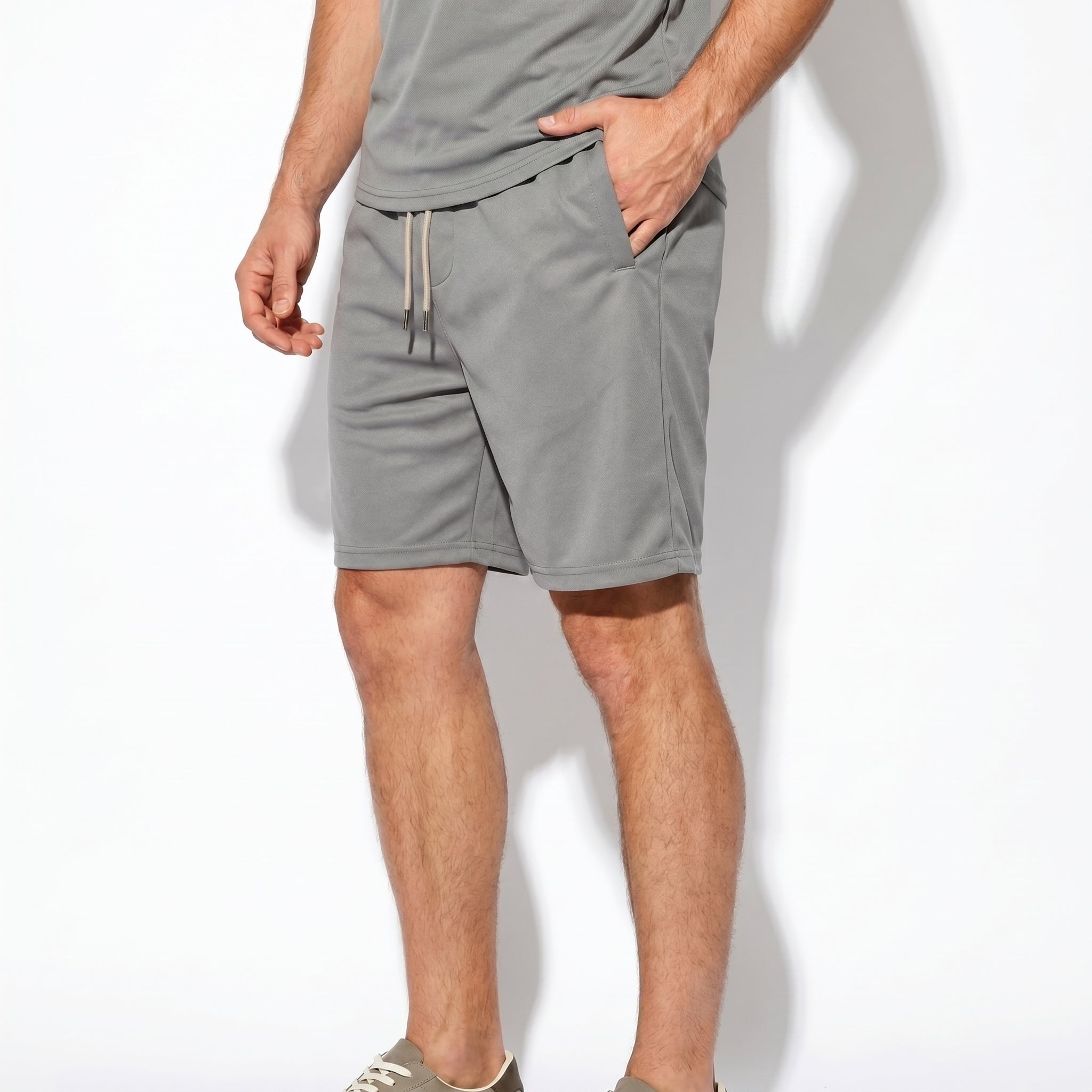 Marcus - Men's Relaxed Fit Drawstring Shorts with Elasticated Waist - Shorts Men - Grey - Taylor & Bennett