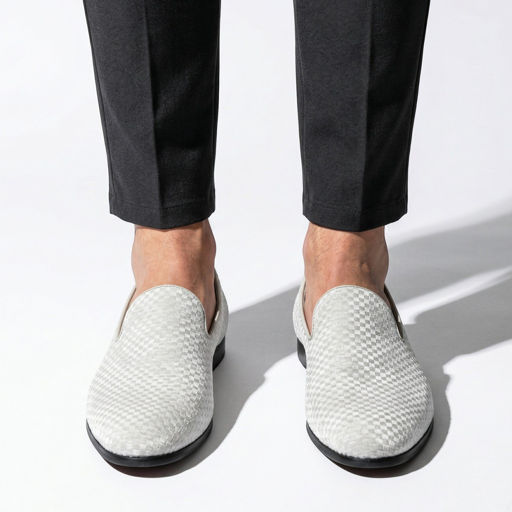 Marcus - Men's Slip - On Woven Loafers - Loafers - White - Taylor & Bennett