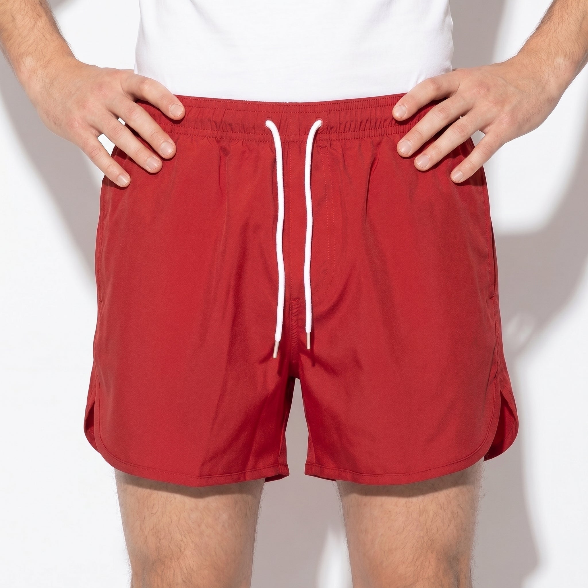 Marcus - Men's Swimming Shorts with Drawstring Waist - Shorts Men - Red - Taylor & Bennett