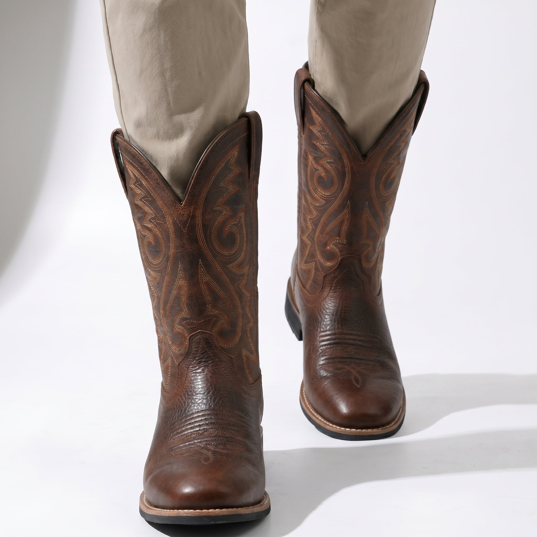 Matthew - Men's Embroidered Western Cowboy Boots - Boots - Brown - Taylor & Bennett