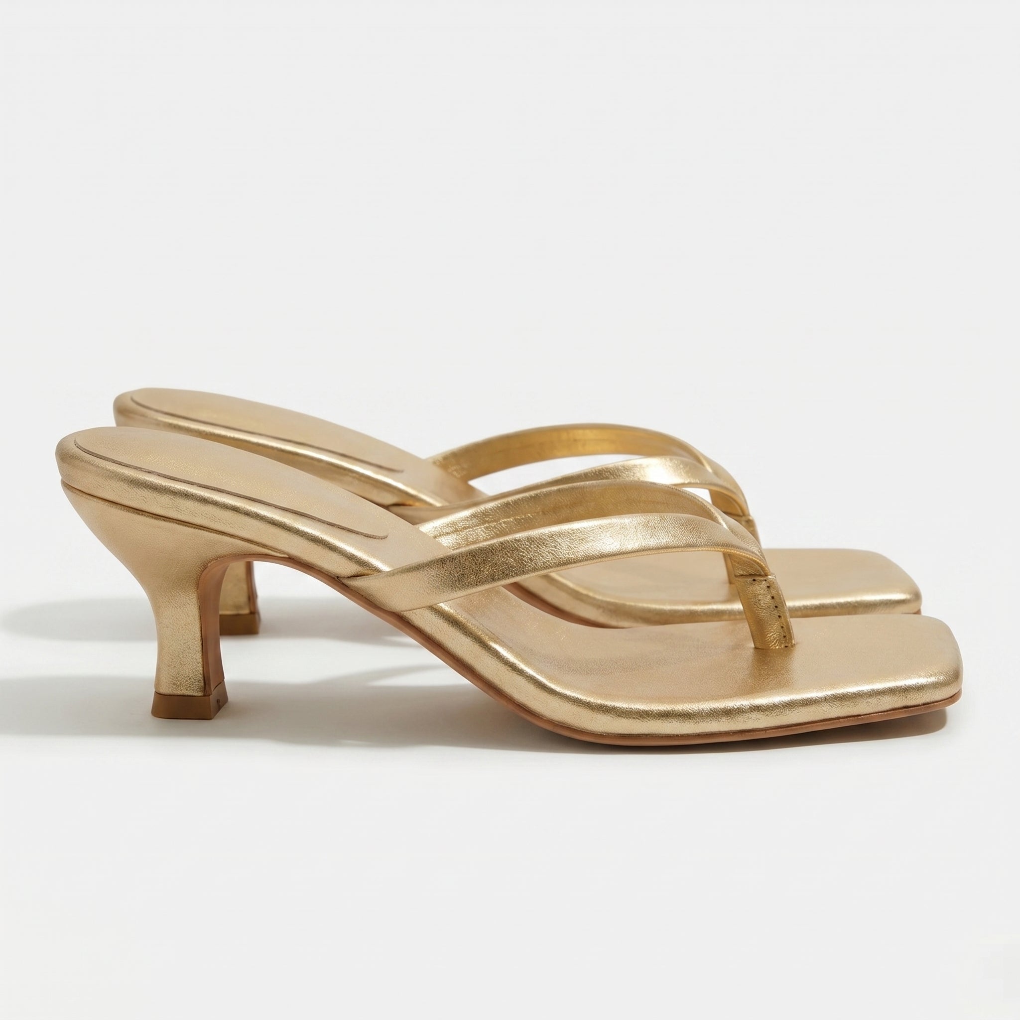 Megan - Women's Minimalist Thong Kitten Heeled Sandals - Shoes - Gold - Taylor & Bennett