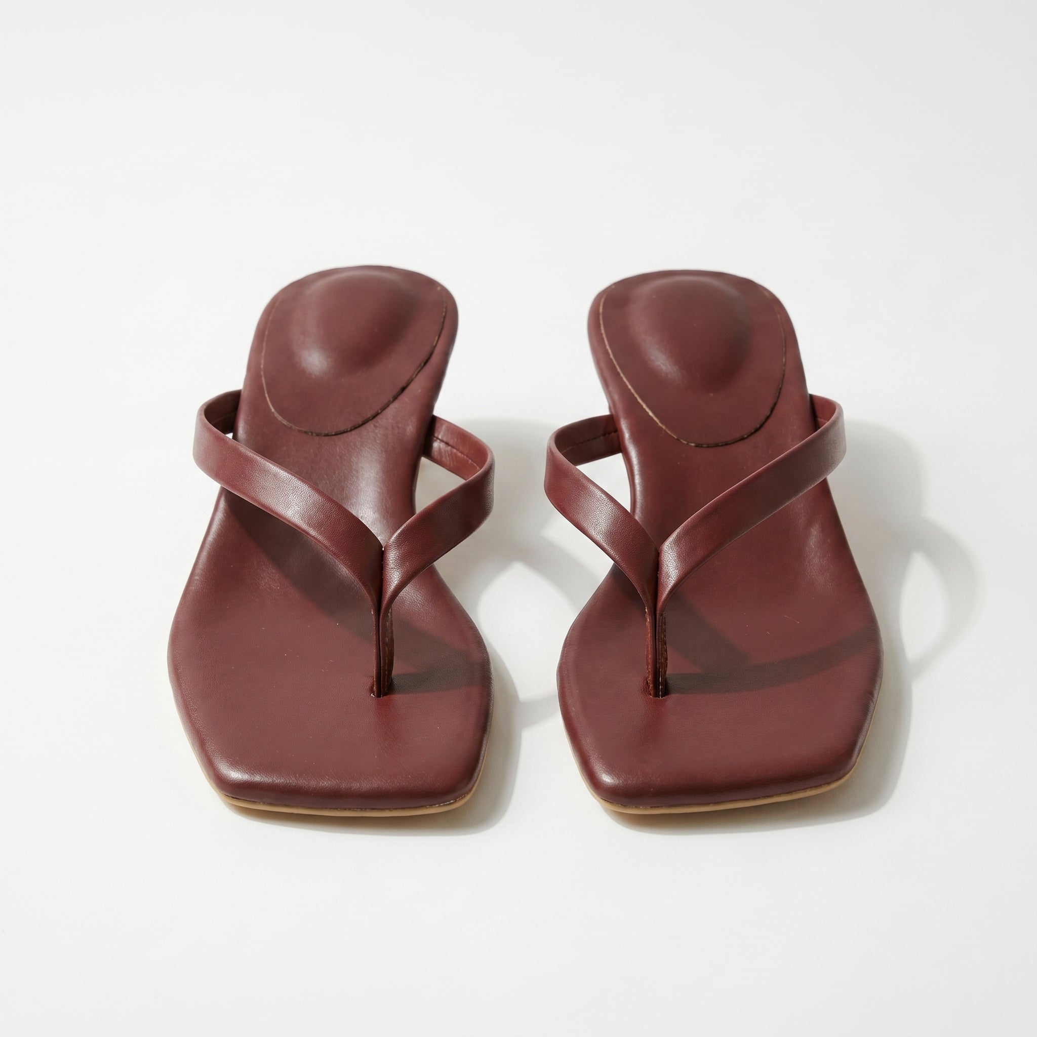 Megan - Women's Minimalist Thong Kitten Heeled Sandals - Shoes - Burgundy - Taylor & Bennett
