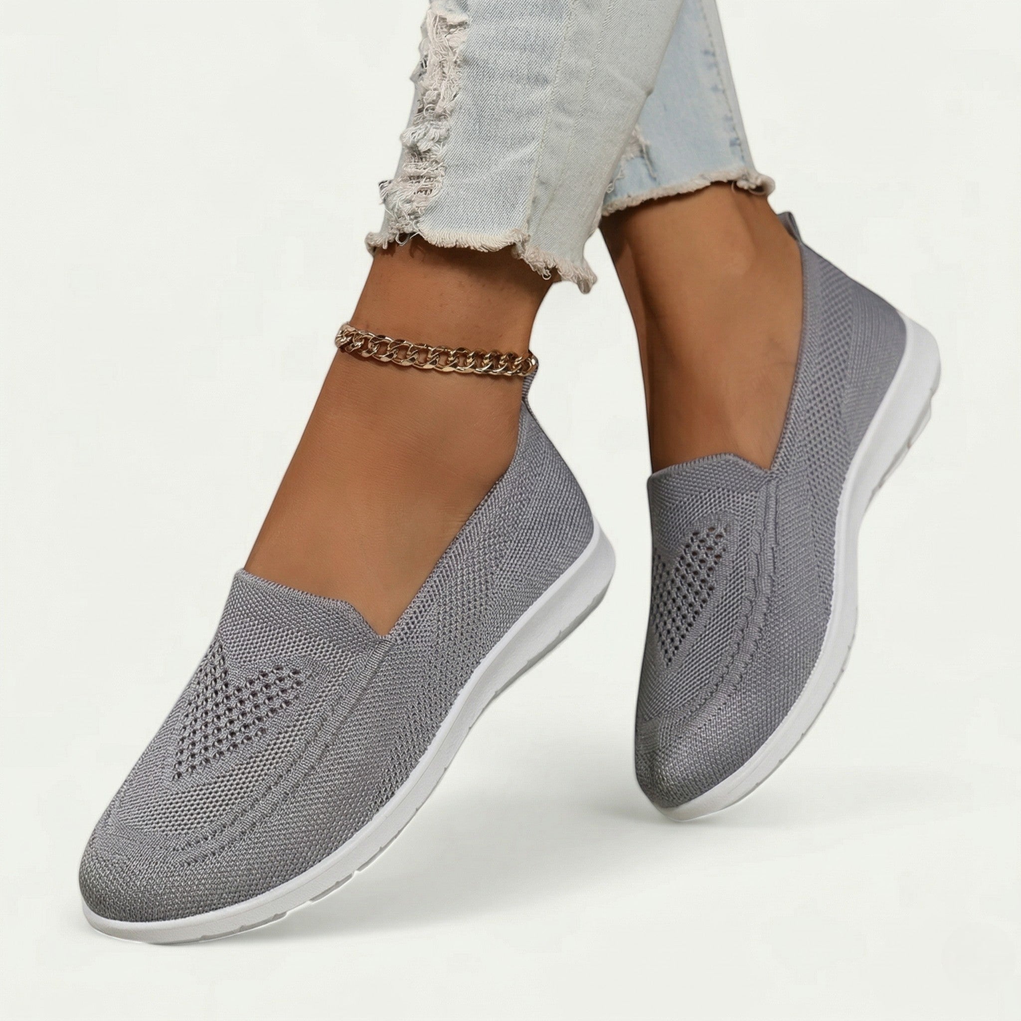 Mia - Women's Lightweight Slip - on Trainers - Shoes - Grey - Taylor & Bennett