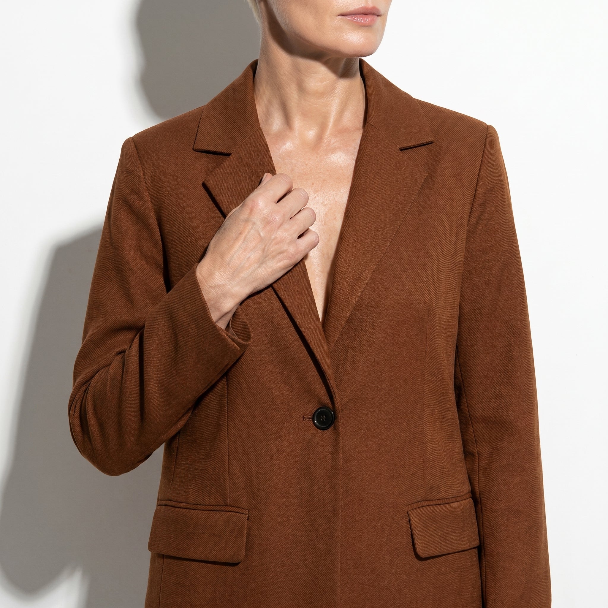 Mia - Women's Single Button Formal Blazer - Blazer - Brown - Taylor & Bennett