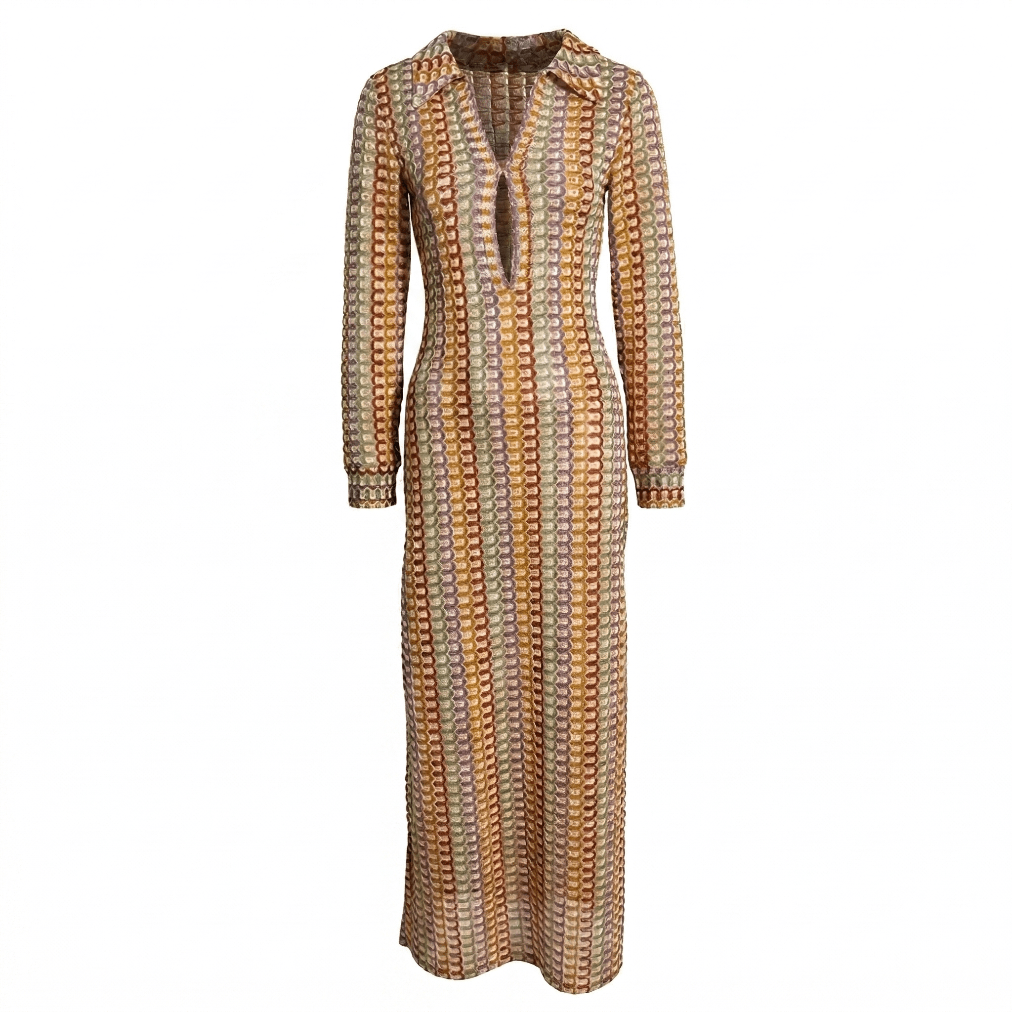 Mia - Women's Summer Long Sleeve Maxi Dress - Maxi Dresses - Brown - Taylor & Bennett