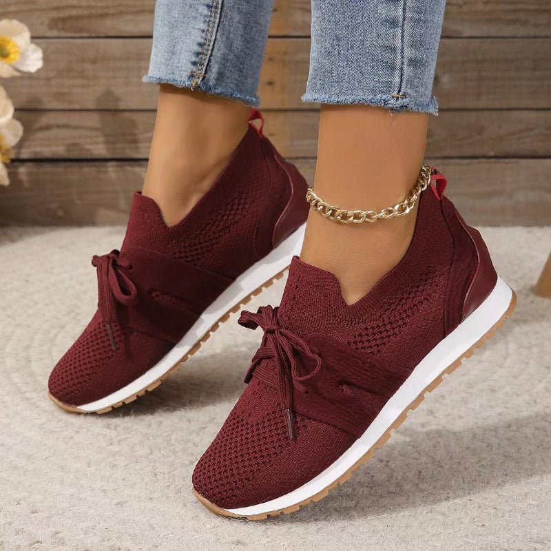 Mila - Women's Lightweight Lace - Up Trainers - Shoes - Red - Taylor & Bennett