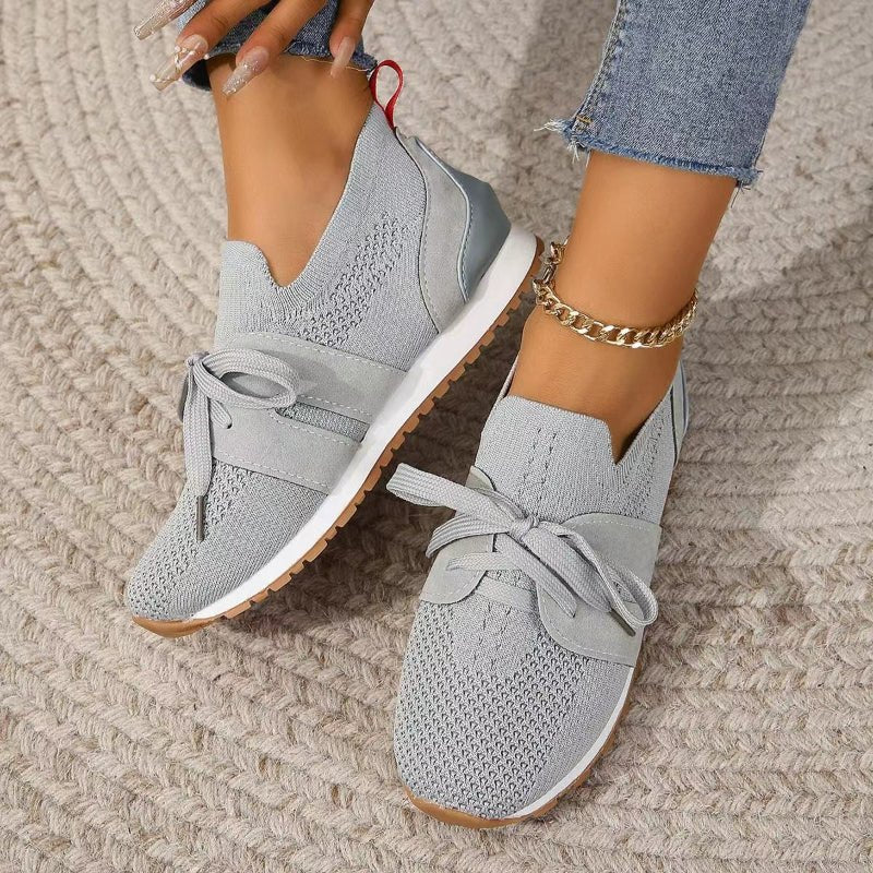 Mila - Women's Lightweight Lace - Up Trainers - Shoes - Grey - Taylor & Bennett