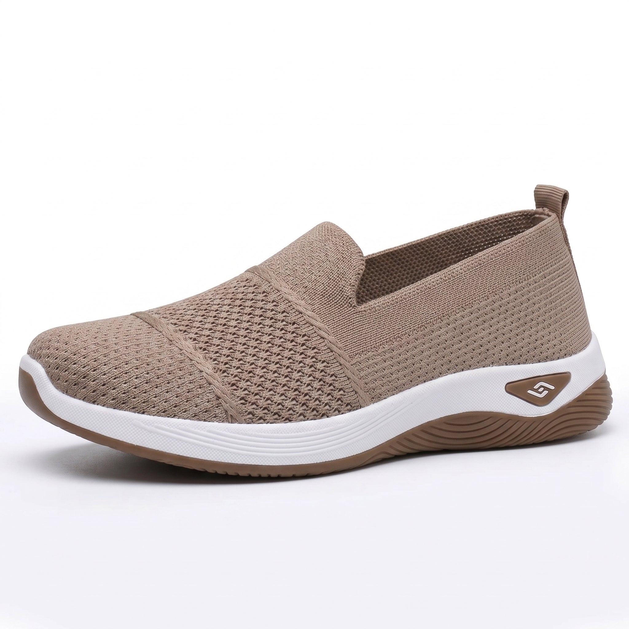 Monika - Women's Orthopaedic Cushioned Slip - On Trainers - Orthopaedic Shoes - Khaki - Taylor & Bennett