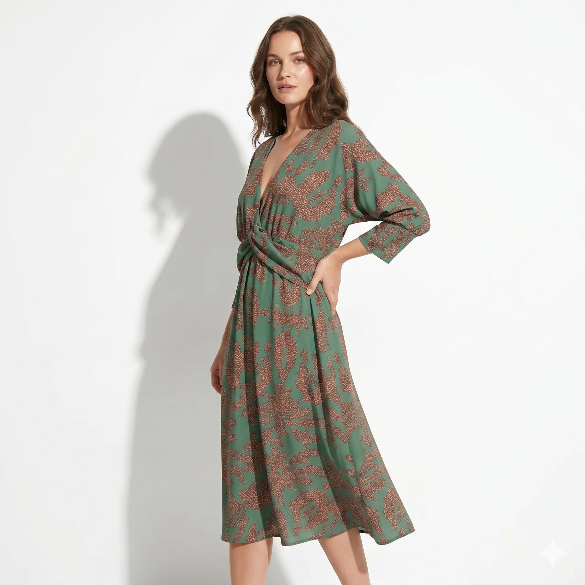 Myrtle – Women's Casual Wrap Summer Midi Dress - Midi Dress - Green - Taylor & Bennett