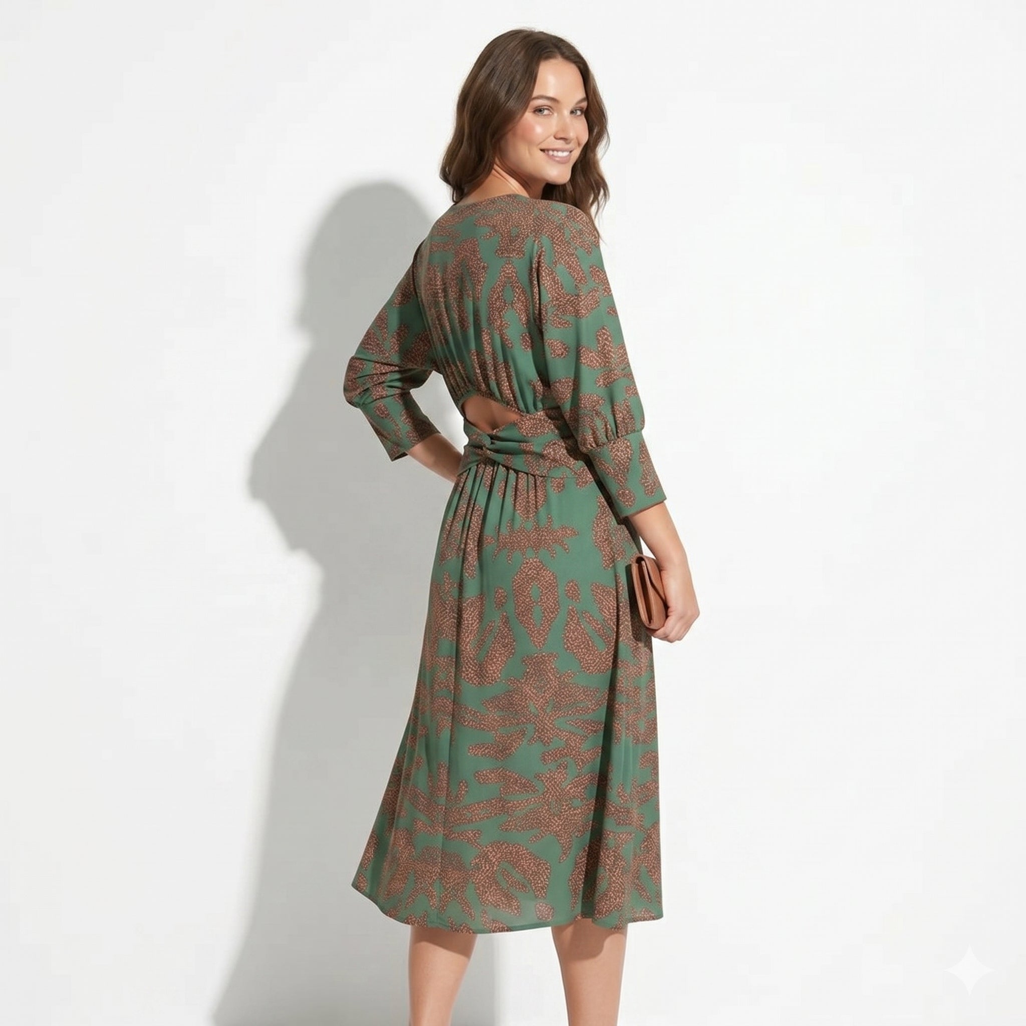 Myrtle – Women's Casual Wrap Summer Midi Dress - Midi Dress - Green - Taylor & Bennett