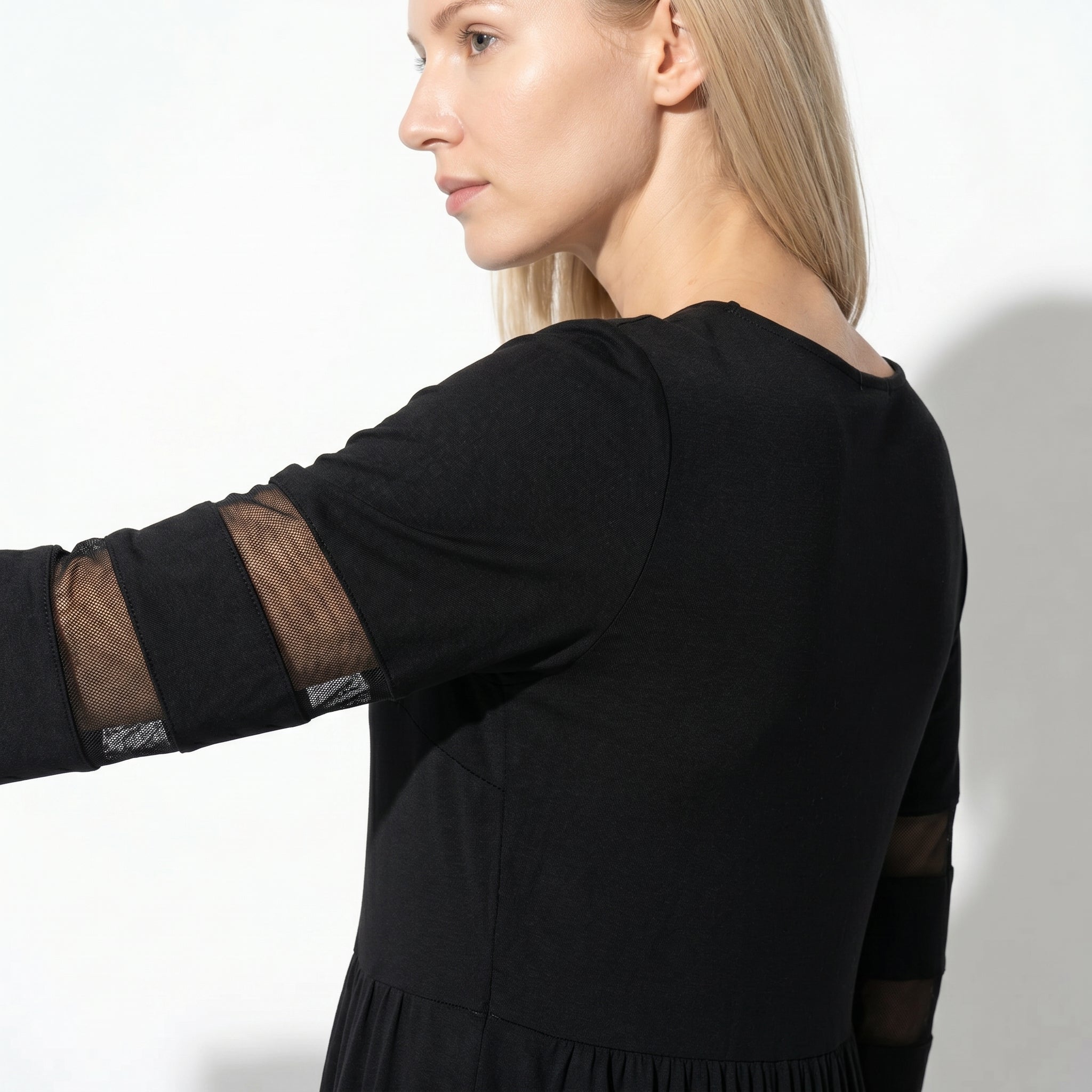 Nadia – Women's Summer Mesh Trim Maxi Dress - Maxi Dress - Black - Taylor & Bennett