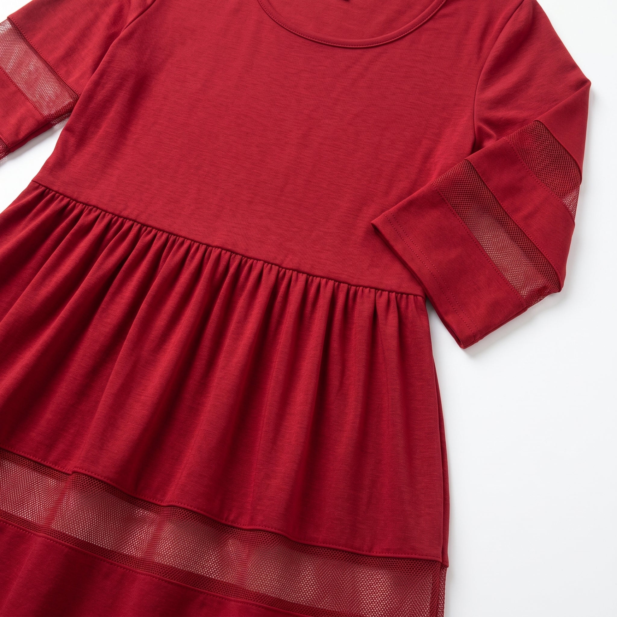 Nadia – Women's Summer Mesh Trim Maxi Dress - Maxi Dress - Red - Taylor & Bennett