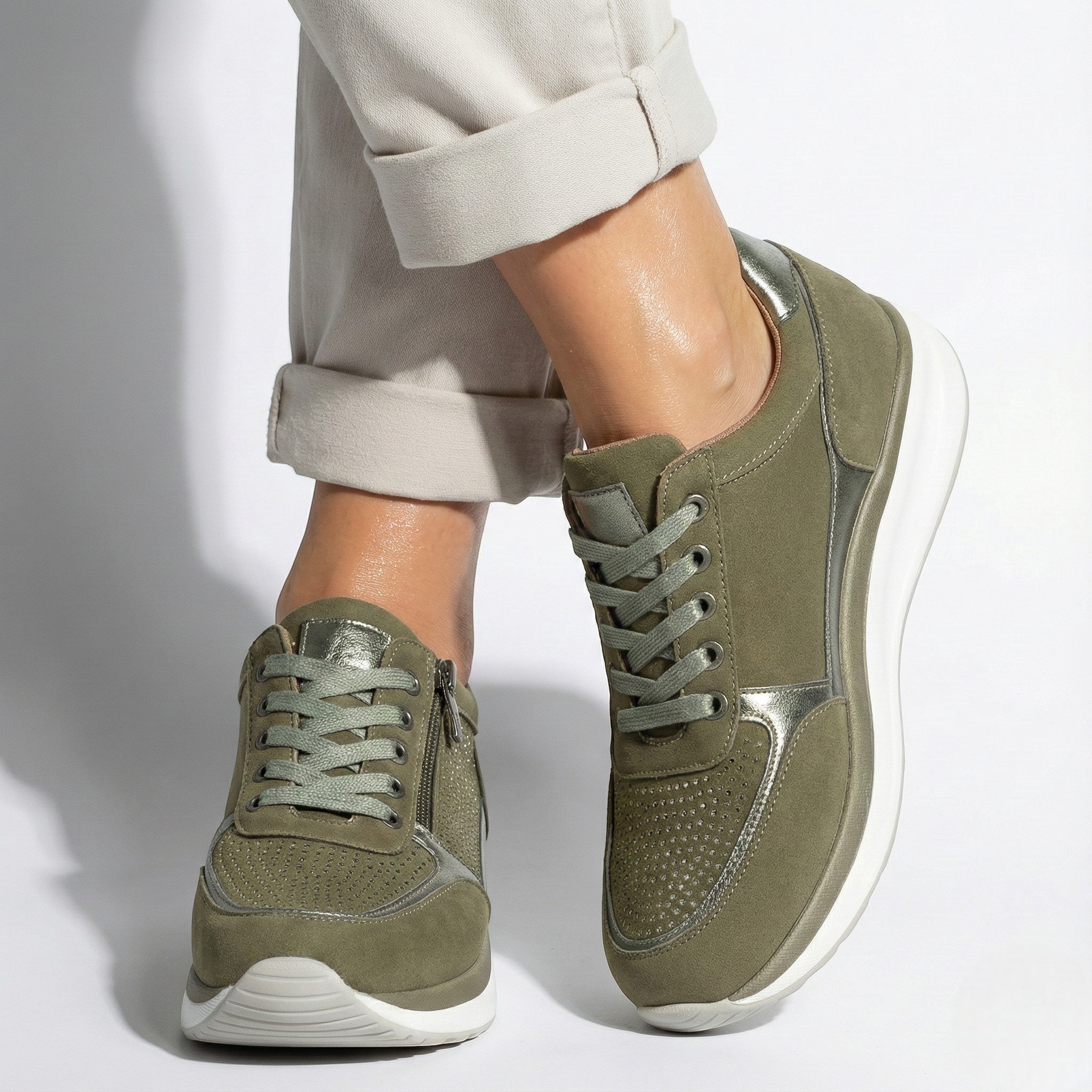 Naomi - Women's Orthopaedic Low - Top Walking Shoes - Orthopedic Shoes - Green - Taylor & Bennett