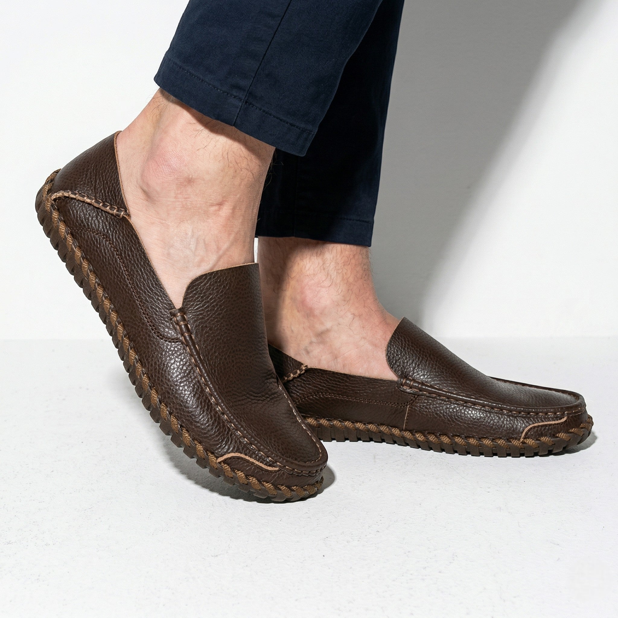 Nathan - Men's Slip - On Loafers - Loafers - Dark Brown - Taylor & Bennett