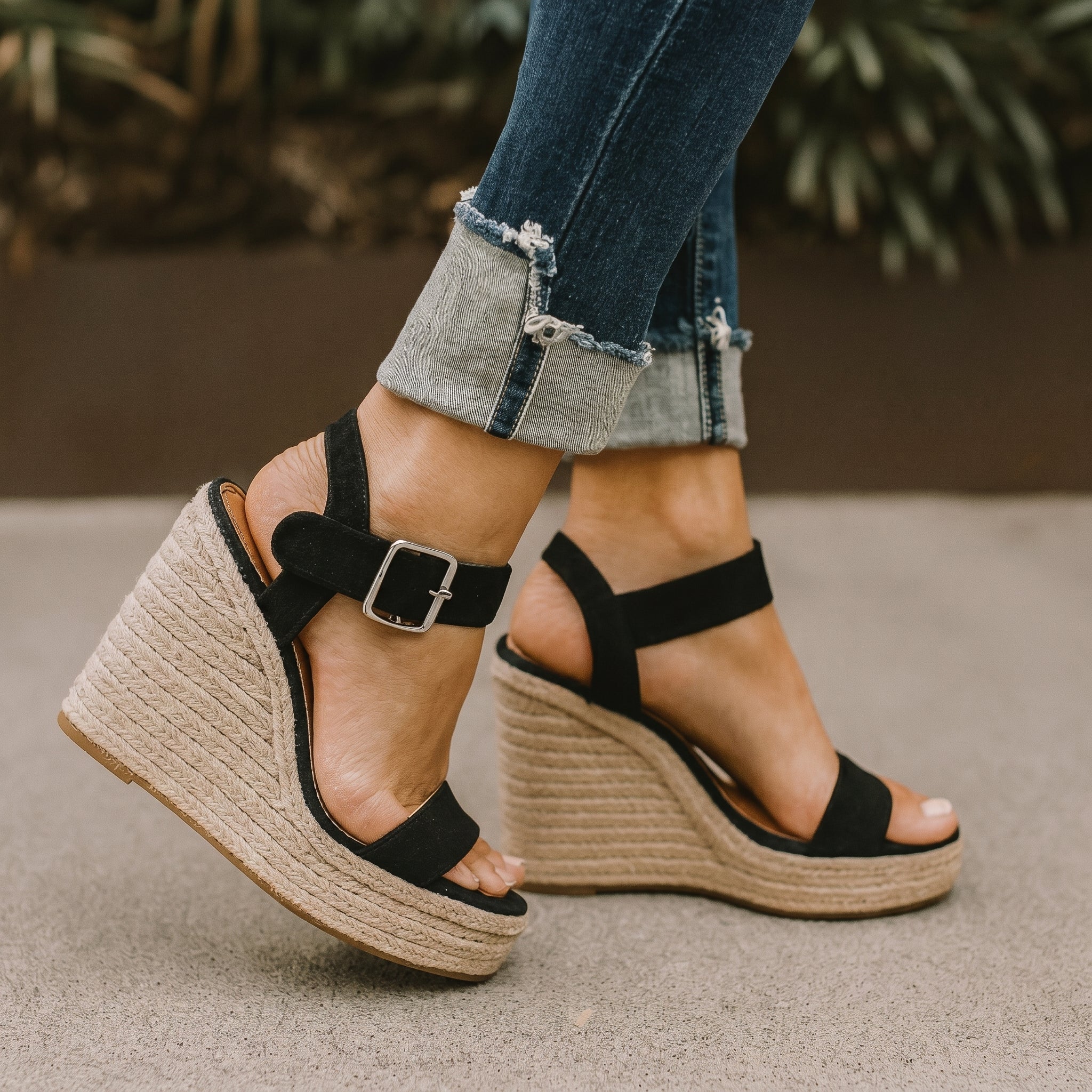Nina - Women's Espadrille Wedge Sandals - Sandal - Black - Taylor & Bennett