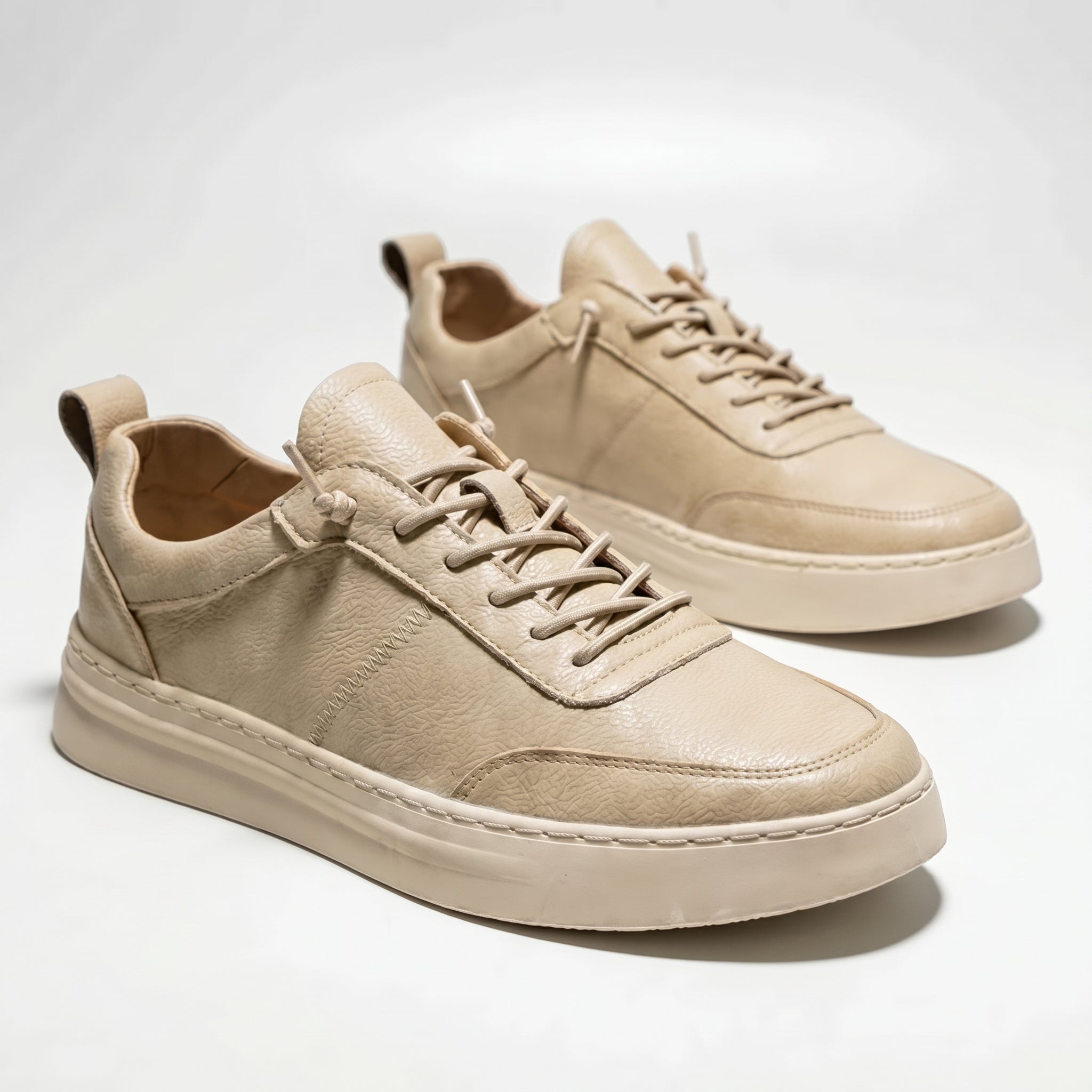 Noah - Men's Breathable Low - Top Trainers - Trainers - Beige - Taylor & Bennett