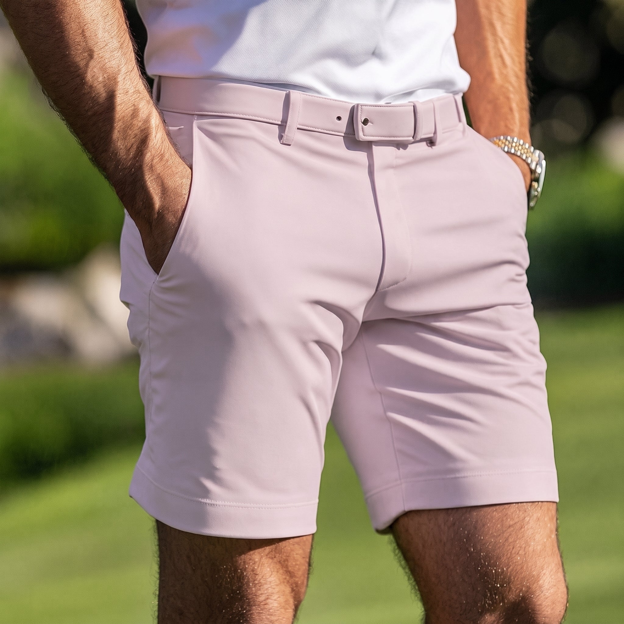 Noah - Men's Summer Slim Fit Zip-Fly Chino Shorts - Shorts - Lavender - Taylor & Bennett