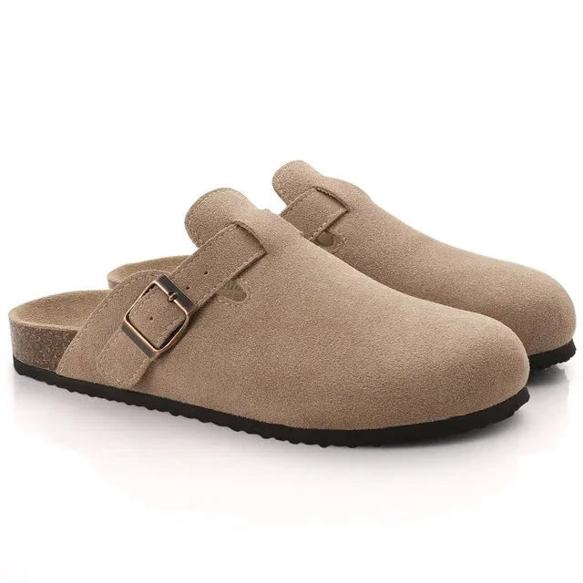 Nora - Women's Clogs with Buckle Strap - Sandals - Beige - Taylor & Bennett