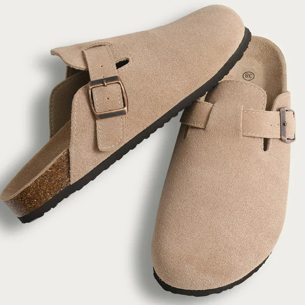 Nora - Women's Clogs with Buckle Strap - Sandals - Beige - Taylor & Bennett