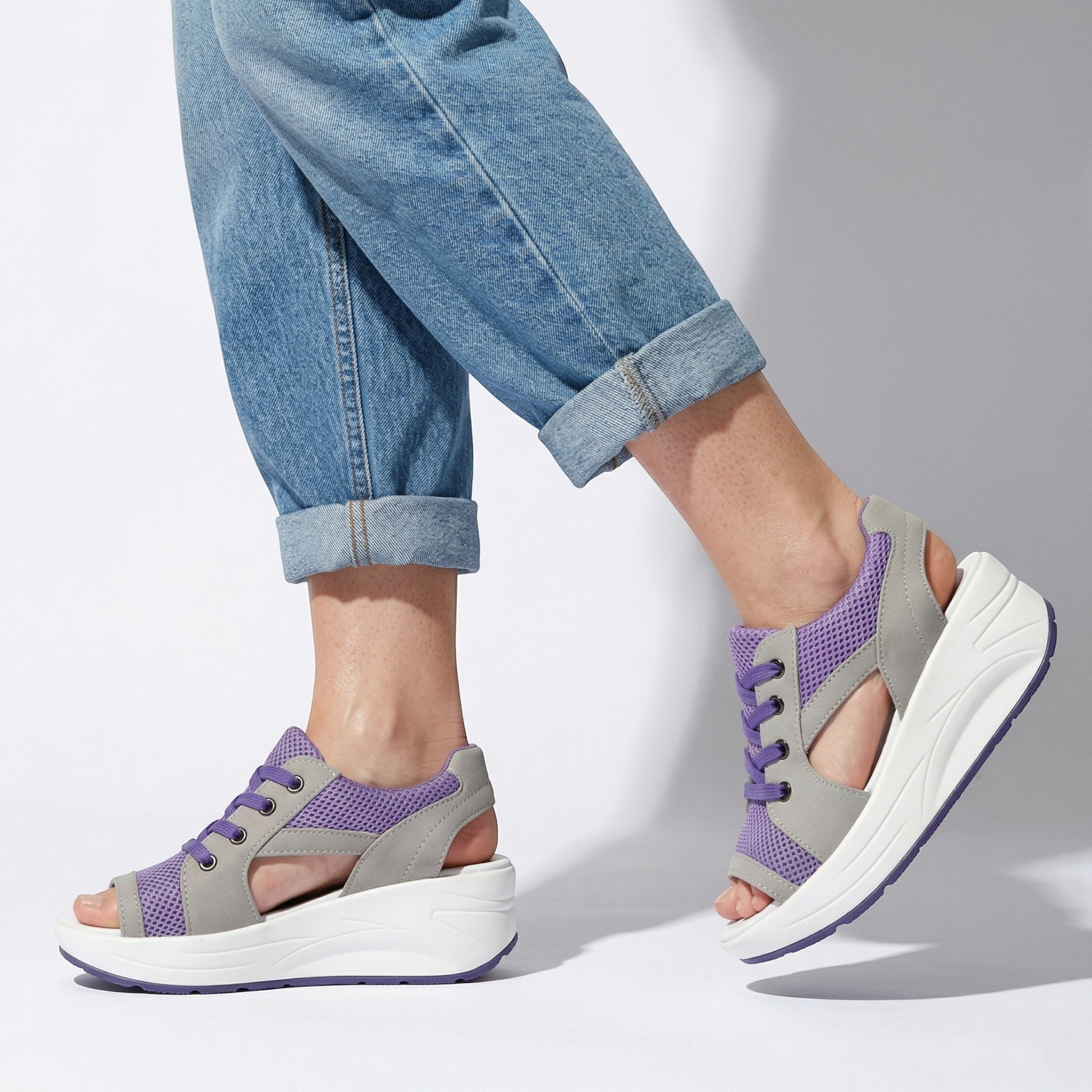 Nyla - Women's Open Toe Platform Sandals - Sandal - Purple - Taylor & Bennett