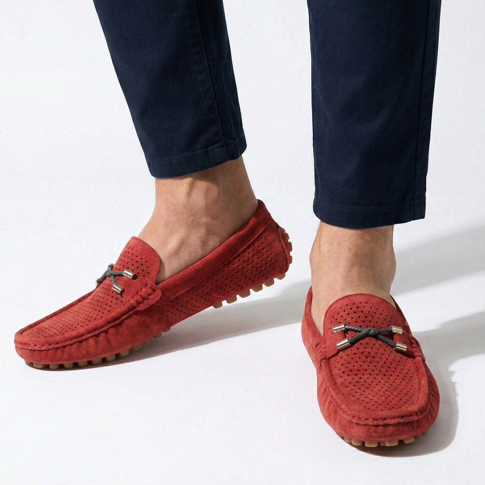 Oliver - Men's Breathable Slip - On Loafer Shoes - Loafers - Red - Taylor & Bennett
