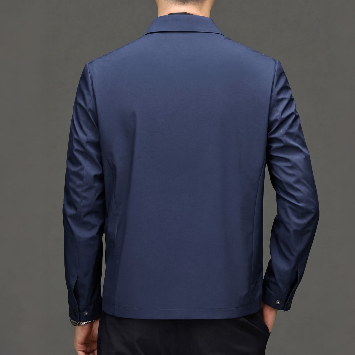 Oliver - Men's Transitional Point Collar Jacket with Concealed Zip - Coats & Jackets - Blue - Taylor & Bennett