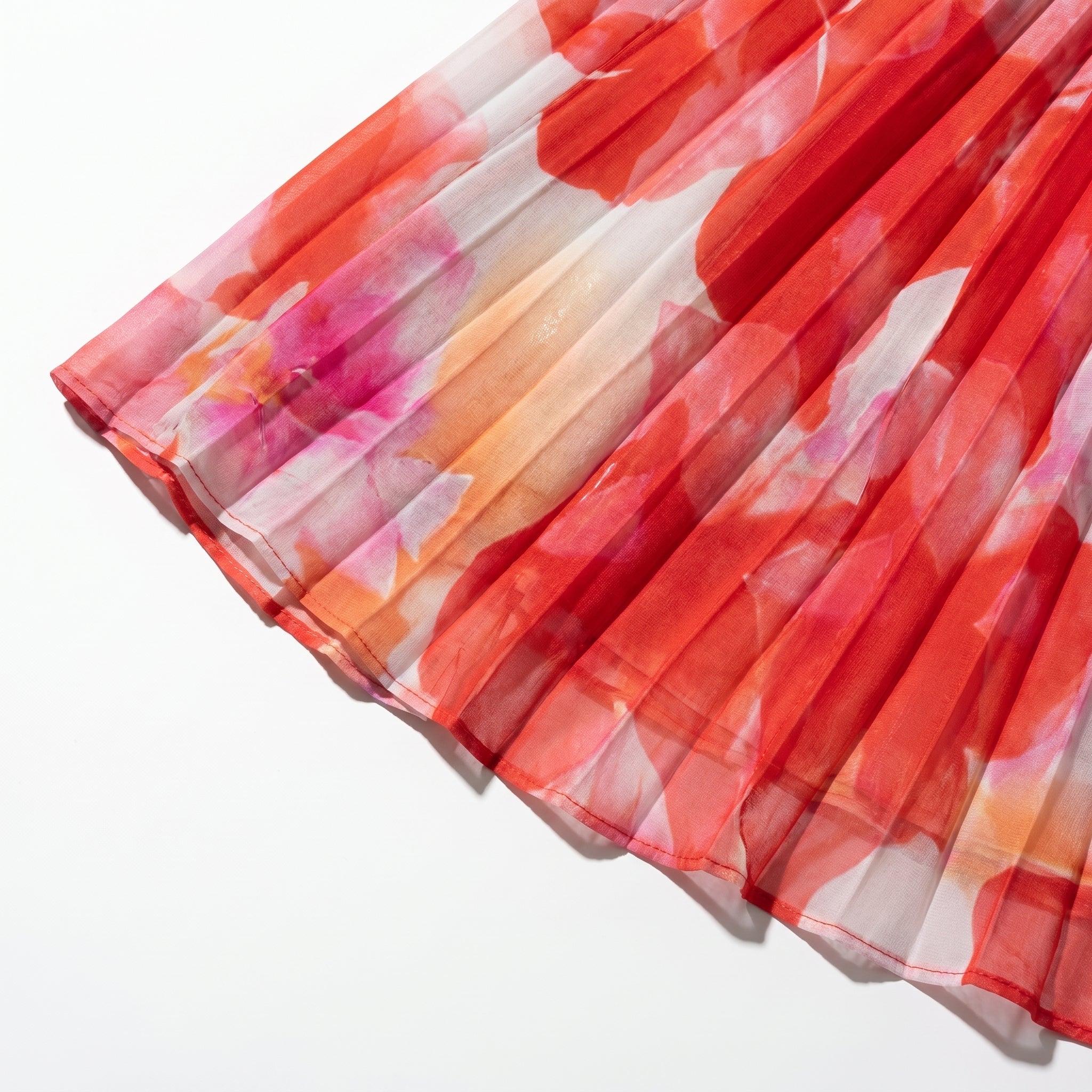 Olivia - Women's One Shoulder Floral Print Pleated Maxi Dress - Dresses - Red - Taylor & Bennett