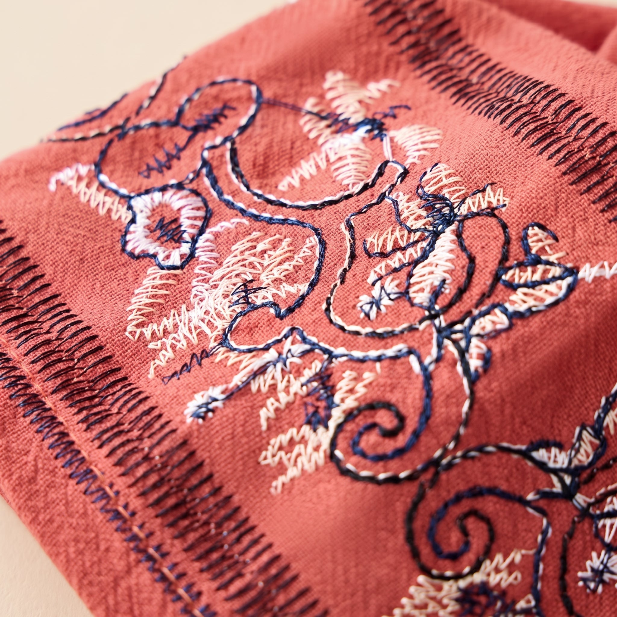 Olivia - Women's Summer Long Sleeve Embroidered Trim Blouse - Blouse - Red - Taylor & Bennett