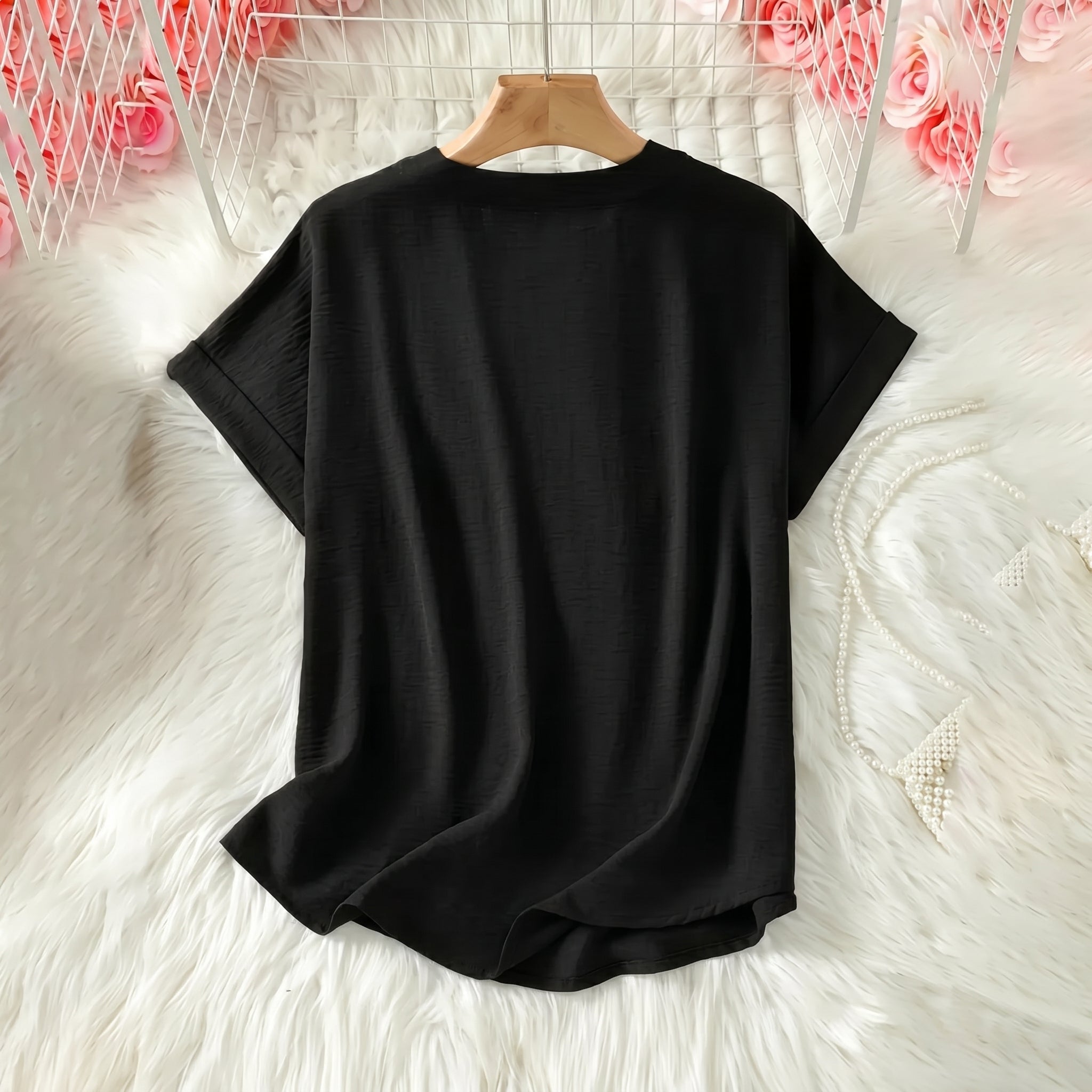 Olivia - Women's Summer Relaxed Fit Blouse - Blouse - Black - Taylor & Bennett