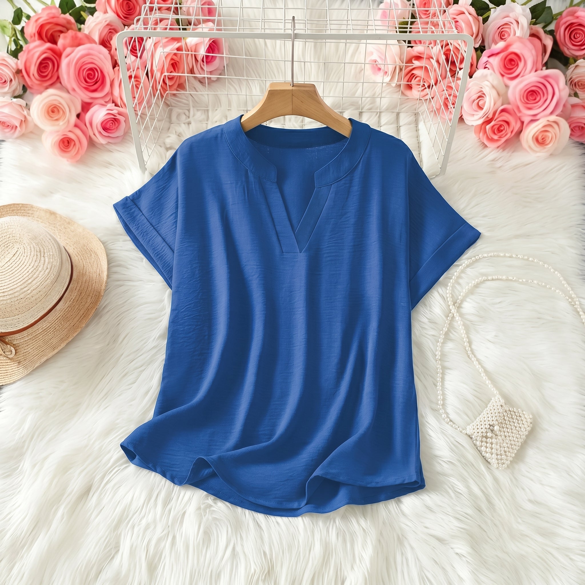 Olivia - Women's Summer Relaxed Fit Blouse - Blouse - Blue - Taylor & Bennett