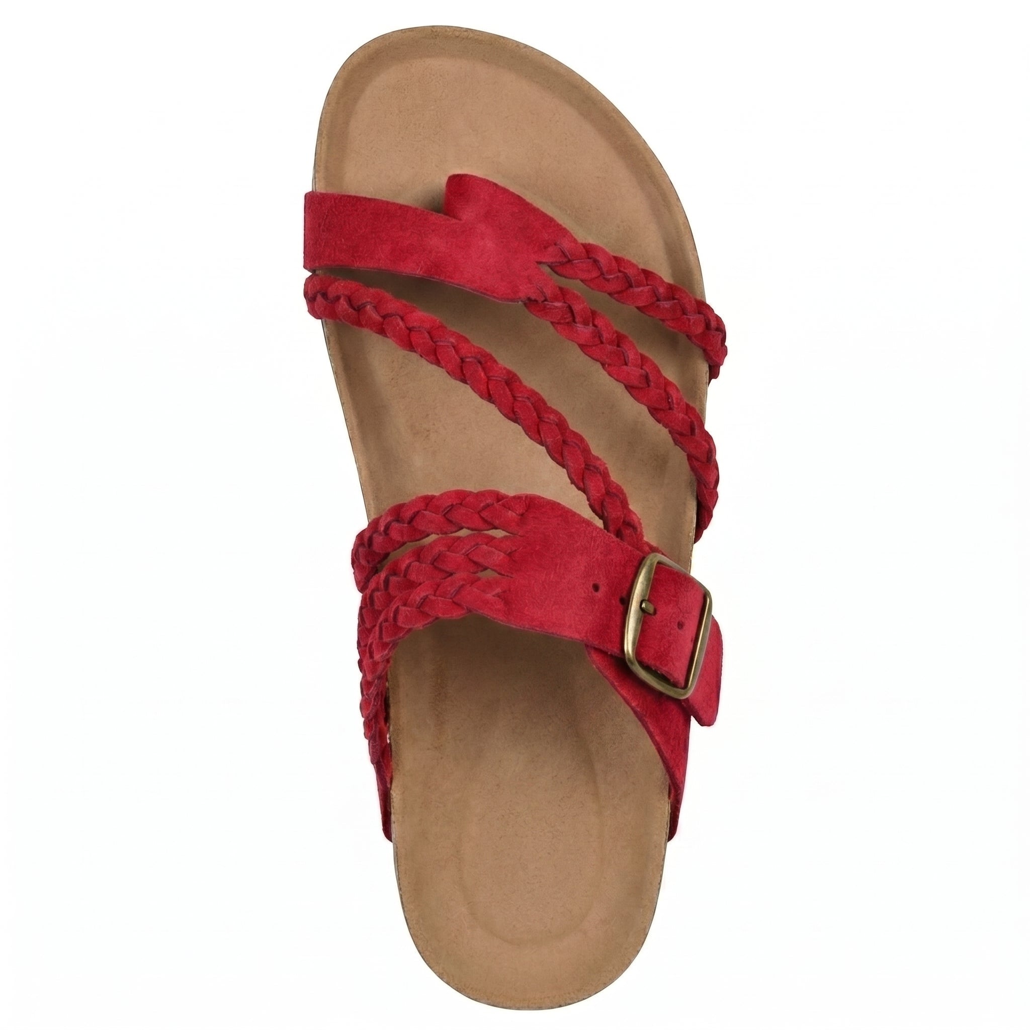 Paula - Women's Summer Braided Flat Sandals - Sandal - Red - Taylor & Bennett