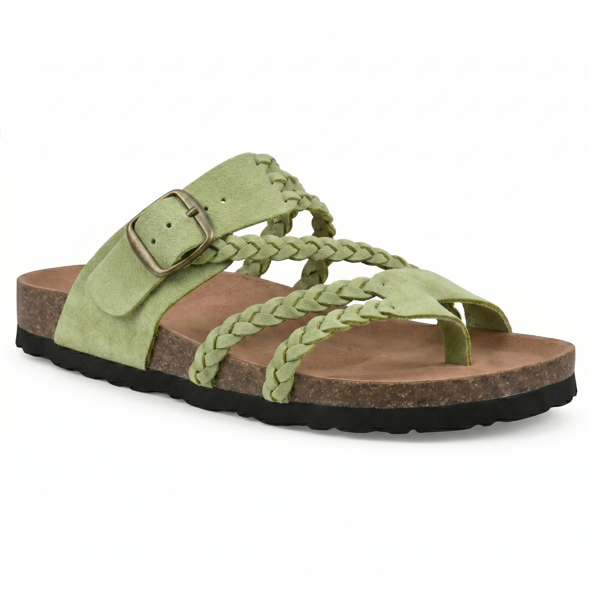 Paula - Women's Summer Braided Flat Sandals - Sandal - Green - Taylor & Bennett