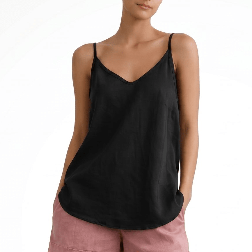 Phoebe - Women's Relaxed Spaghetti Strap Cami Top - Women Top - Black - Taylor & Bennett