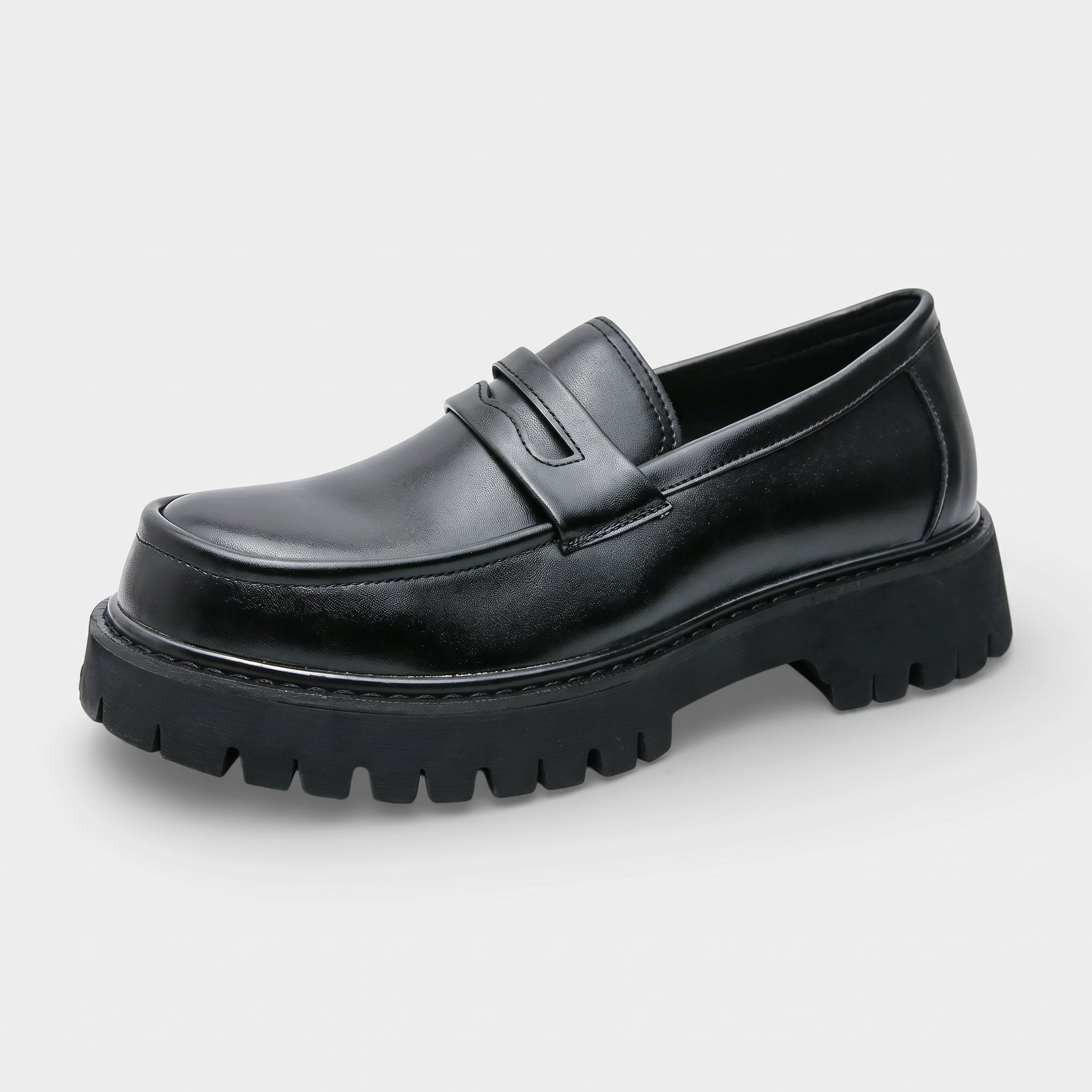 Richard - Men's Chunky Sole Penny Loafers - Loafers - Matte Black - Taylor & Bennett