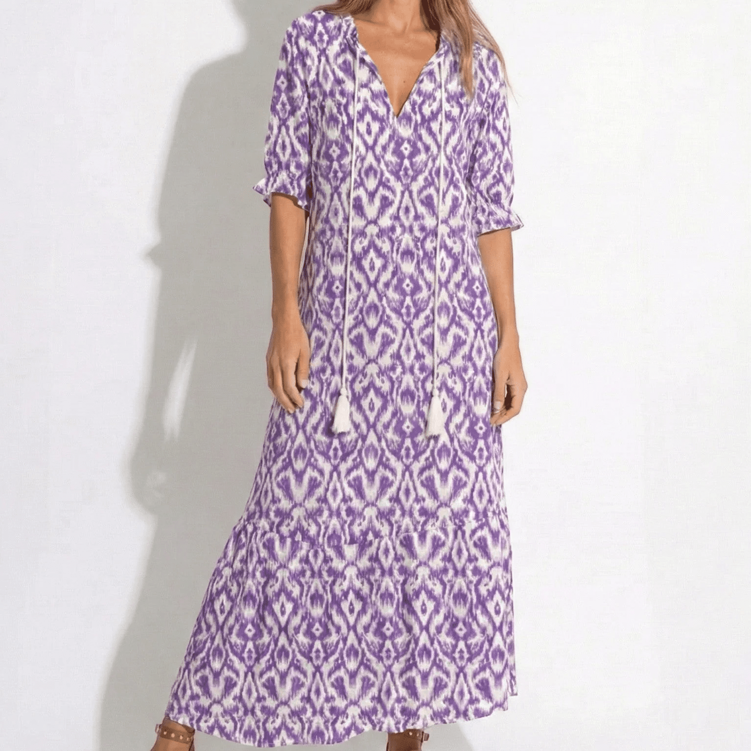 Riley - Women's Floral V - Neck Maxi Dress - Dress - Purple - Taylor & Bennett